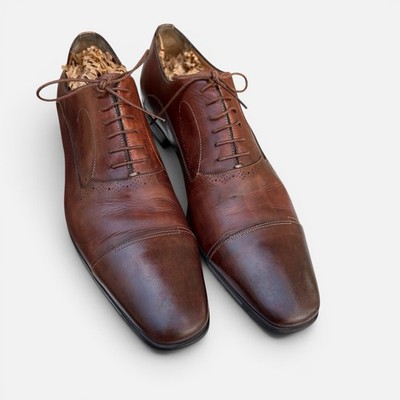 Vintage Salvatore Ferragamo Dark Brown Leather Dress Shoes Salvatore Ferragamo Men main image 2
