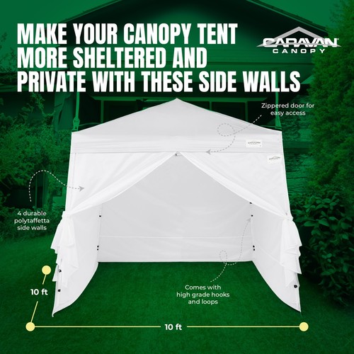 Caravan Canopy 10"x10"Tent Sidewalls for Canopy, White(Sidewalls Only)(Open Box) - Picture 3 of 10