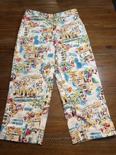 Rafaella Women's Stretch Cotton Capri Cropped Pants Scenes Print Sz 12