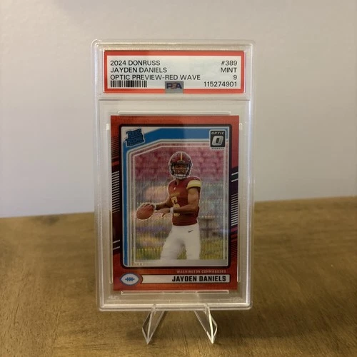 2024 Donruss - Rated Rookie Jayden Daniels #389 Optic Preview Red Wave PSA 9