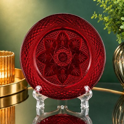 Set Of 6 Luminarc Cristal D'Arques Durand France Ruby Red Dinner Plates 10 
