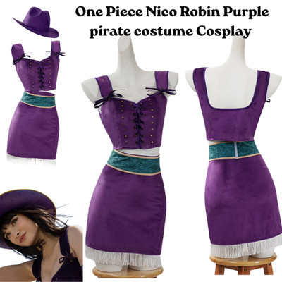 One Piece Nico Robin Purple pirate costume Cosplay Halloween Carnival Party Suit