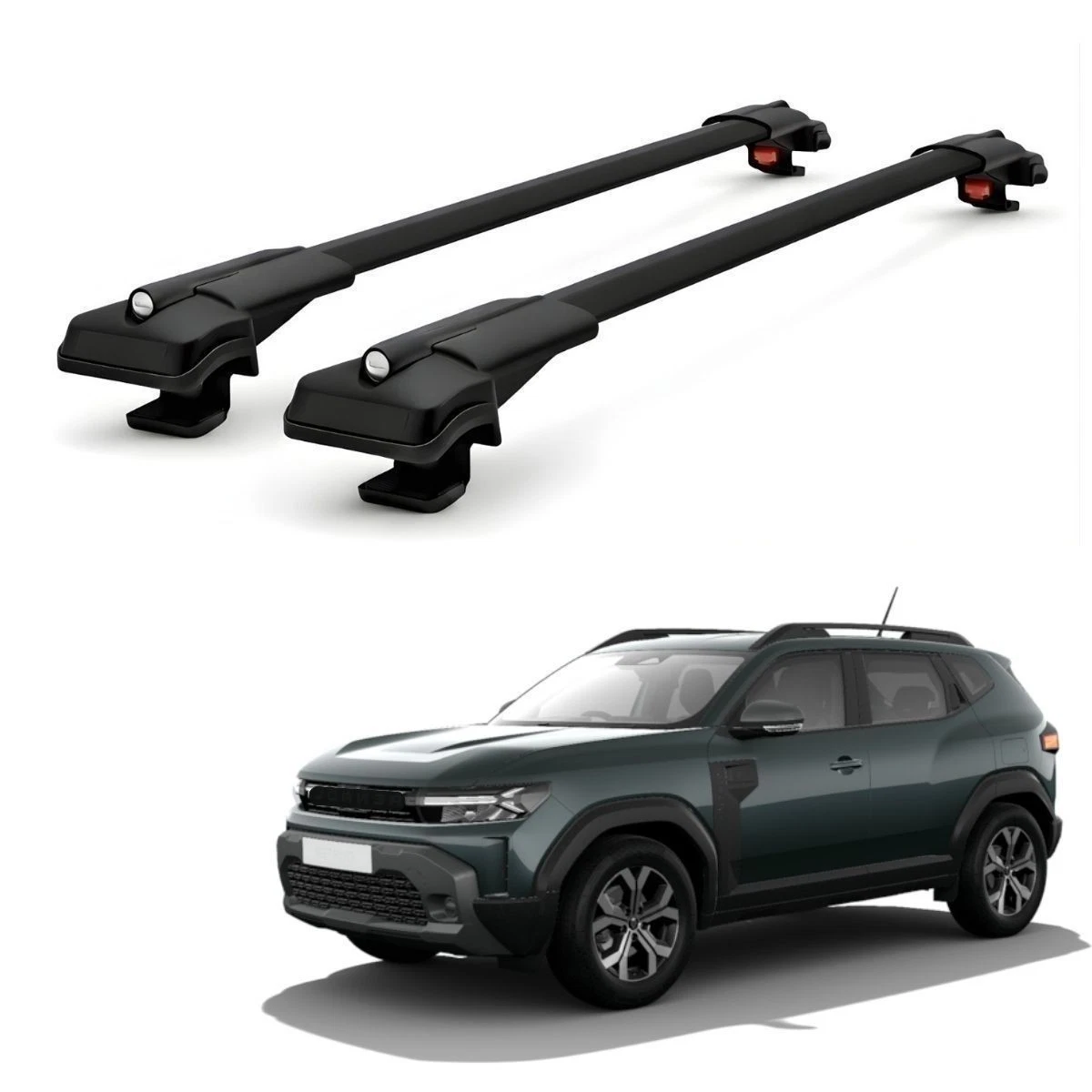 Rekapa Barre Portatutto In Alluminio Per Dacia Duster 2018-2023 - Portapacchi Da Tetto Nero, Set 2 Pezzi, 75kg