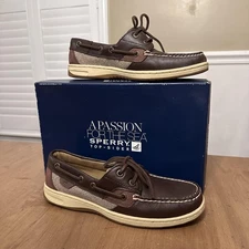 Sperry Top-Sider Shoes Womens Size 7 Brown Bluefish 2-Eye Boat Deerskin CH196