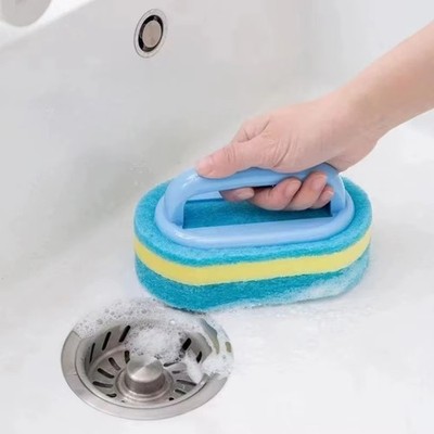 Küchen Reinigungsbürste mit Griff Schwamm Schrubber für Badezimmer Fliesen Waschbecken