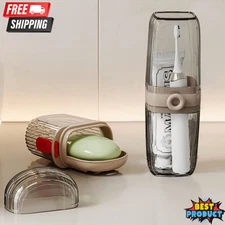 Portable Soap Dish Toothbrush Holder Case Bathroom Water Draining Soap Saver Box