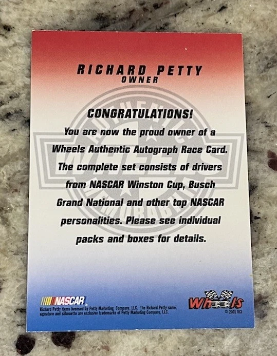 2001 Wheels Authentic Autograph Richard Petty NASCAR - Image 2 of 2