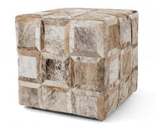 Cowhide Ottoman/ Pouf - Brindle Light - 18x18x19"
