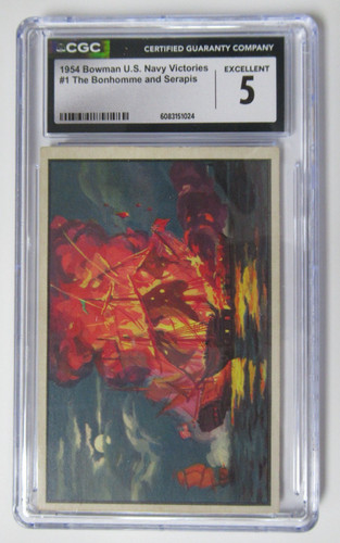 1954 Bowman U.S Navy Victories The Bonhhome and Serapis #1 CGC 5