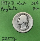 1932-D Washington Silver Quarter 25c Ag About Good Key Date US Coin