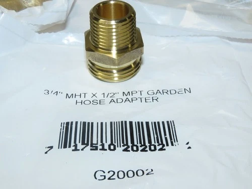 7X Jones Stephens  G20002 Lead Free 3/4" x 1/2"  Brass Garden Fitting Male Hose - Picture 1 of 4