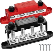 250A 12V Bus Bar Marine Power Distribution Block with Cover with 4 X 3/8”Post 6
