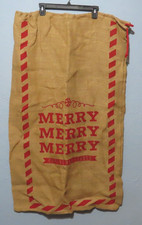Gigantic Merry Christmas Burlap Drawstring Bag 41"x25"