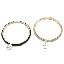 Vintage Y2K Mesh Bangle Bracelet Set 2pc Gold Tone Black Silver Textured Retro