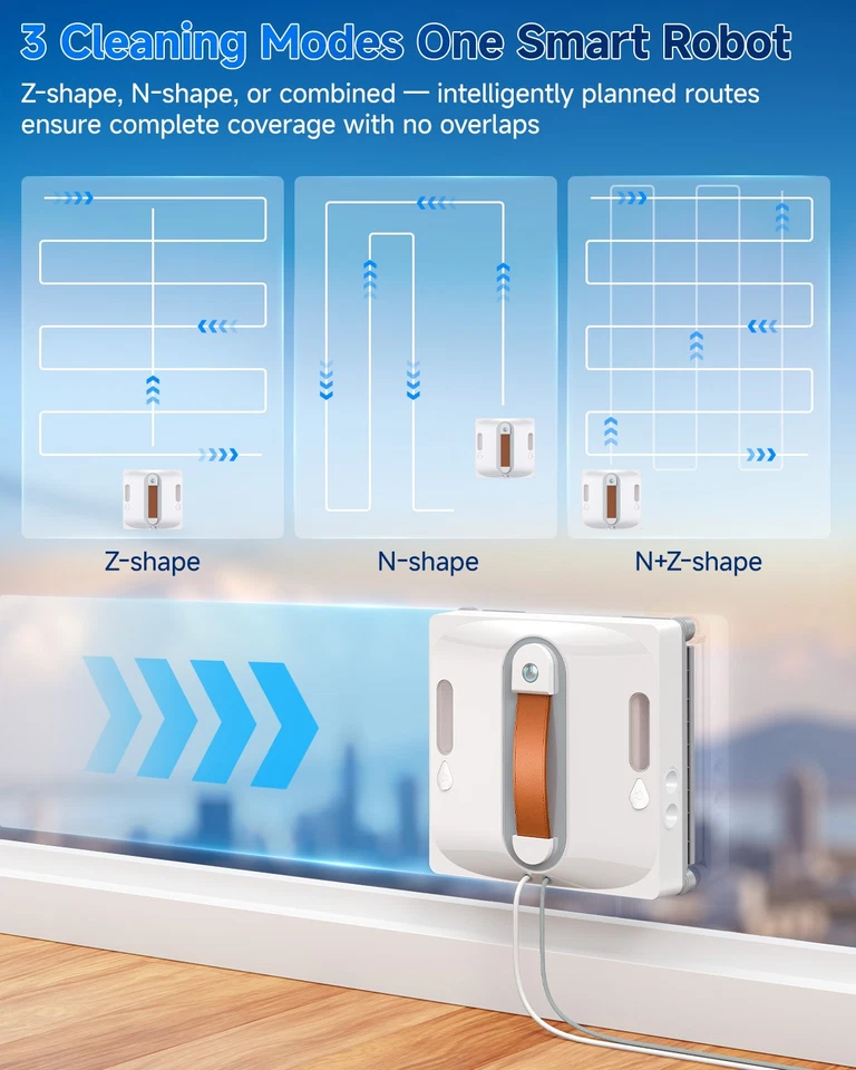 Smart Fensterputzroboter Fernbedienung mit Dual-Wasserspray Anti-Fall 6500Pa NEU - Bild 3 von 4