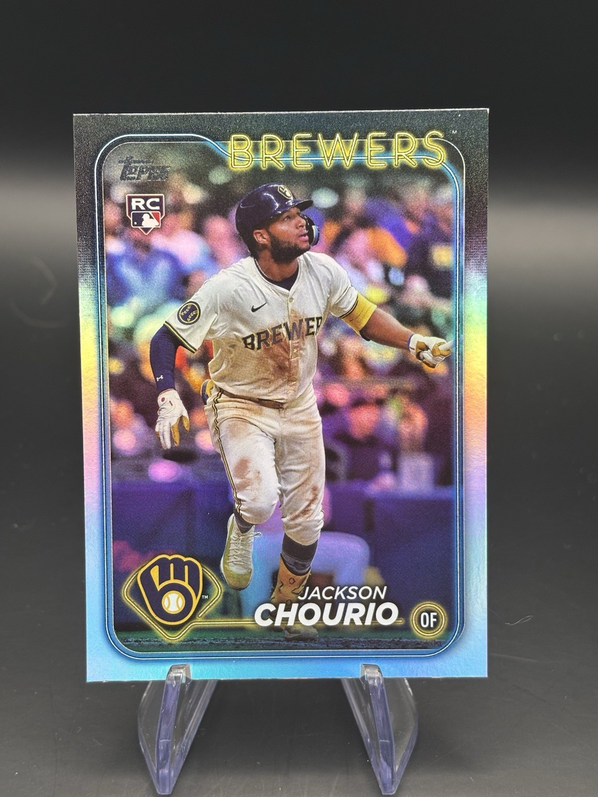 2024 Topps Update #US240 Jackson Chourio Rookie RC - Rainbow Foil Milwaukee