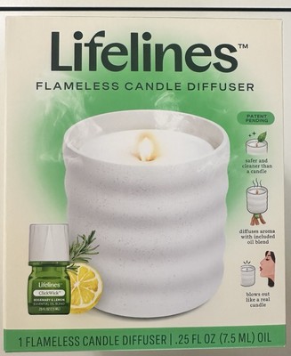 Lifelines Flameless Candle Aromatherapy Essential Oil Diffuser with ClickWick .