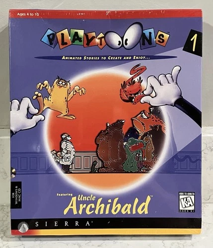 Very Rare Big Box PC Collectable! Playtoons 1 W/ Uncle Archibald! 96' Sierra NOS