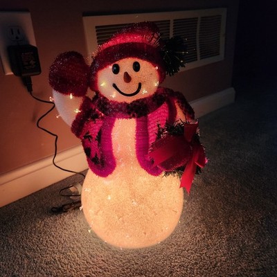 2002 Avon Fiber Optic 15'' Color Changing Christmas Snowman Tested/Works