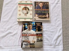 SIGNED Wolfgang Puck Emeril Lagasse Bobby Flay 3 Cookbooks World Renowned Chefs