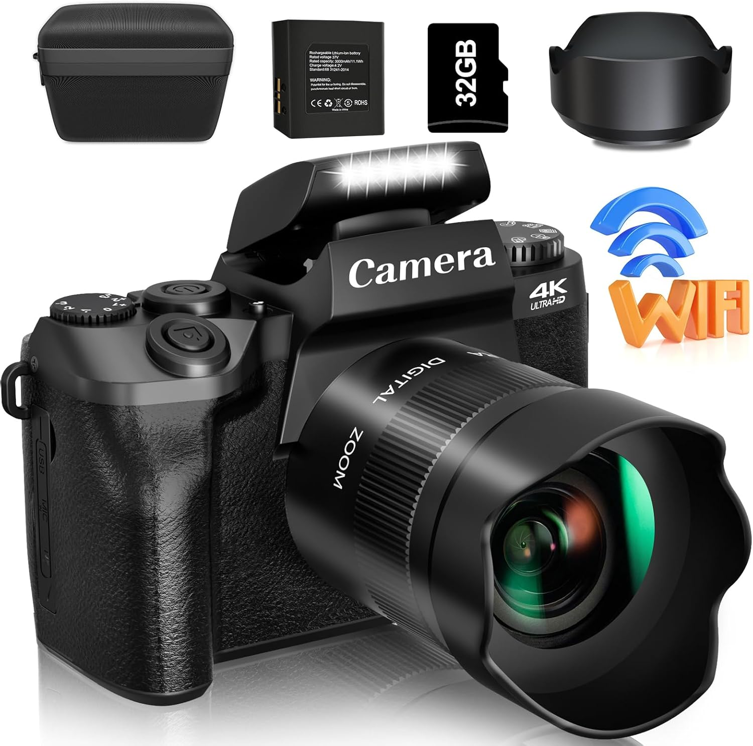 Digital Camera, 4K Cameras for Photography & Video, 64MP Wifi Touch Screen Vlogg