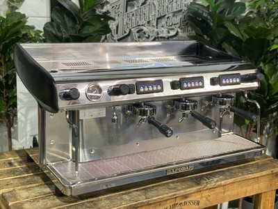 EXPOBAR MEGACREM 3 GROUP HIGH CUP ESPRESSO COFFEE MACHINE STAINLESS & BLACK CAFE