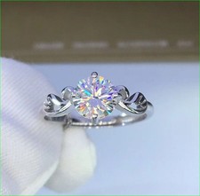 2.40 Ct Round Cut Moissanite Engagement Ring 14K White Gold Finish