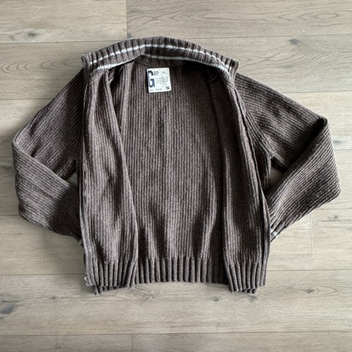 Gap Sweater Men’s XL Brown Chunky Knit Dual Full Zip Wool Blend Long Sleeve - Picture 2 of 17