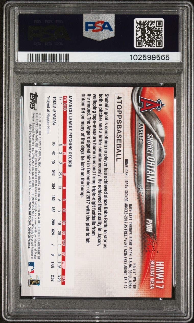 Shohei Ohtani 2018 Topps Holiday RC Rookie #HMW17 Angels PSA 10 GEM MINT view 2
