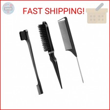 SWEET VIEW 3 Pcs Slick Back Hair Brush, Rat Tail Comb, Edge  Bristle Brush, Hai