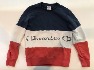red and white champion sweatshirt