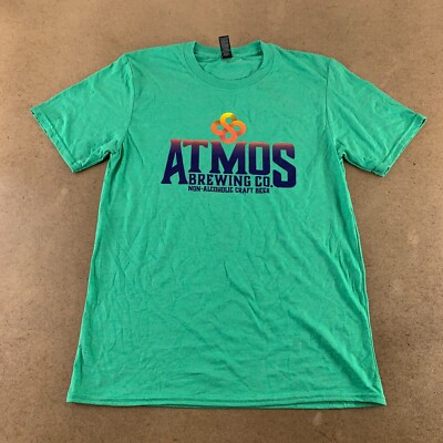 Anvil Men's Medium Green ATMOS Brewing Company Logo Graphic Short Sleeve T-Shirt