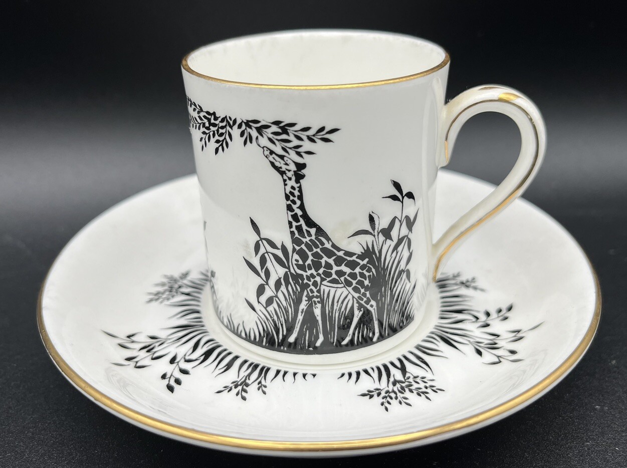RARE CROWN STAFFORDSHIRE AFRICAN ANIMALS CUP & SAUCER GIRAFFE