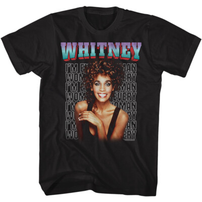 Whitney Houston I'm Every Woman Song Repeat Black T-shirt