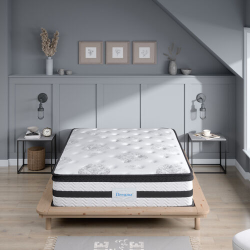 Dreamz Spring Mattress Euro Top Double Bed 5 Zone Pocket Medium Firm Memory 35cm - Picture 1 of 77