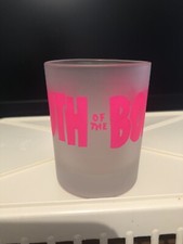 Vintage South of Border Fluorescent Pink Letters Frosted Shot Glass, Never used!
