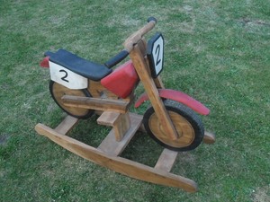 wooden rocking motorbike