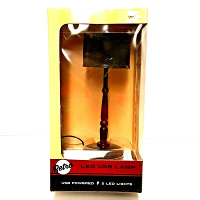 NEW Retro LED USB Powered Desk Lamp with Black Shade 7'' Tall