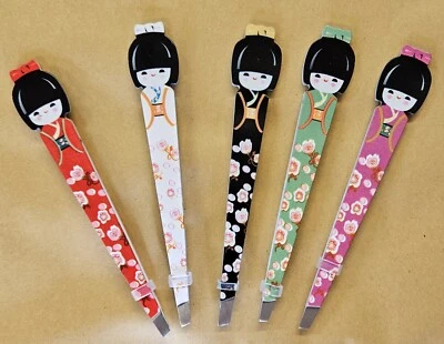 1x Colourful Kokeshi Doll Kimono Geisha Girl Print Tweezers UK Seller Free P&P