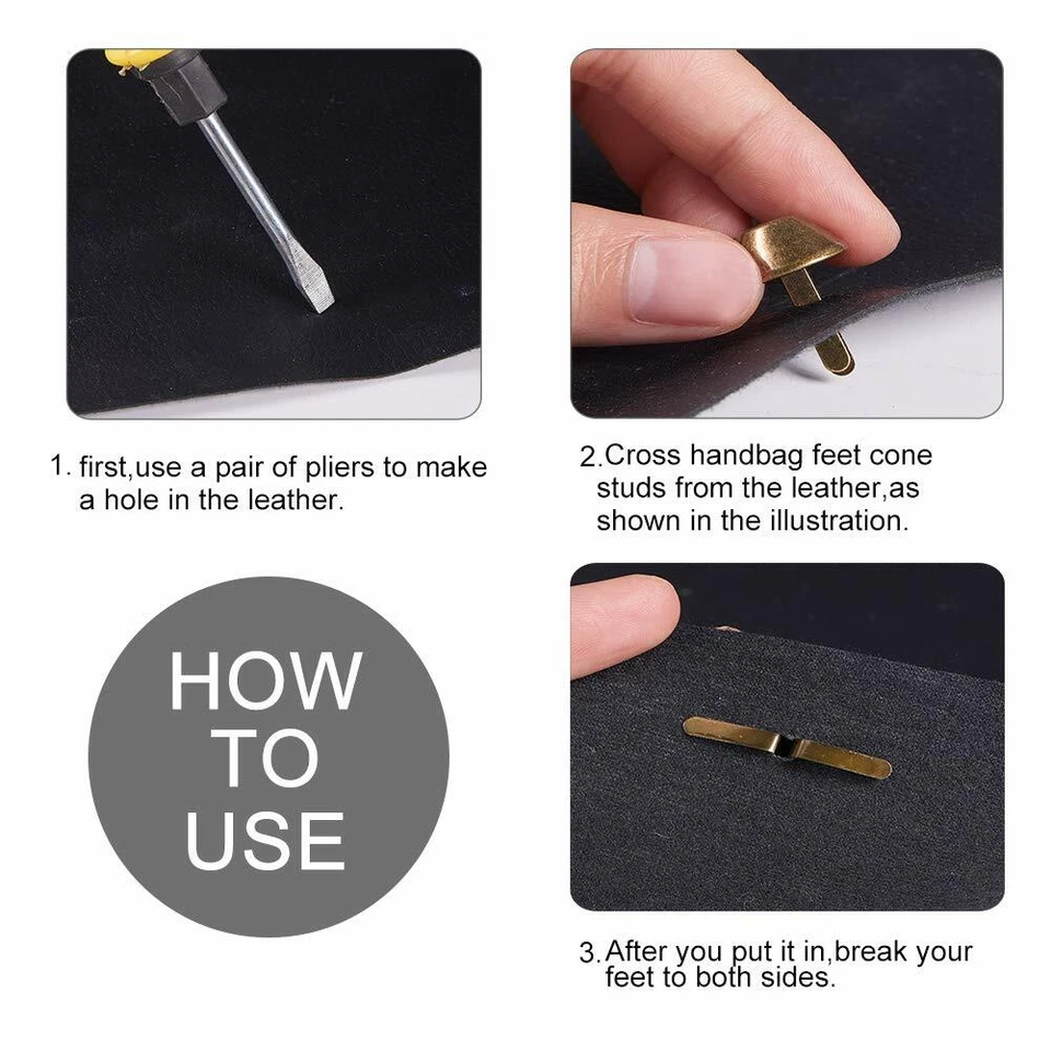 Rivetti A Cono In Ottone Per Fai Da Te Borse Braccialetti 50 Pezzi - Immagine 2 di 3