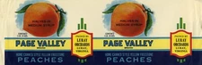 Page Valley Brand Peach Can Label - Luray Growers - Luray Virginia