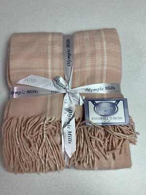 Olympic Mills Knobhill Throw 50 by 60  100% Acrylic Soft Boho Serena Pink Mauve