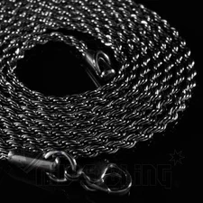 18K IP BLACK GOLD Plated Gunmetal Stainless Steel Rope Chain Link Mens Necklace