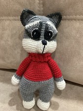 KNITTED TOY - Raccoon - 23 cm SOFT HANDMADE NEW AMIGURUMI Animal Pets Beast