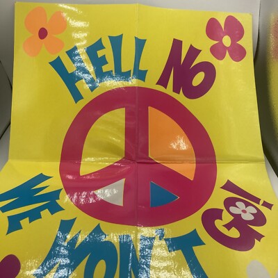 Vtg Hell No We Won t Go Sign Hippie Peace Sign Halloween Costume Protest 60s 