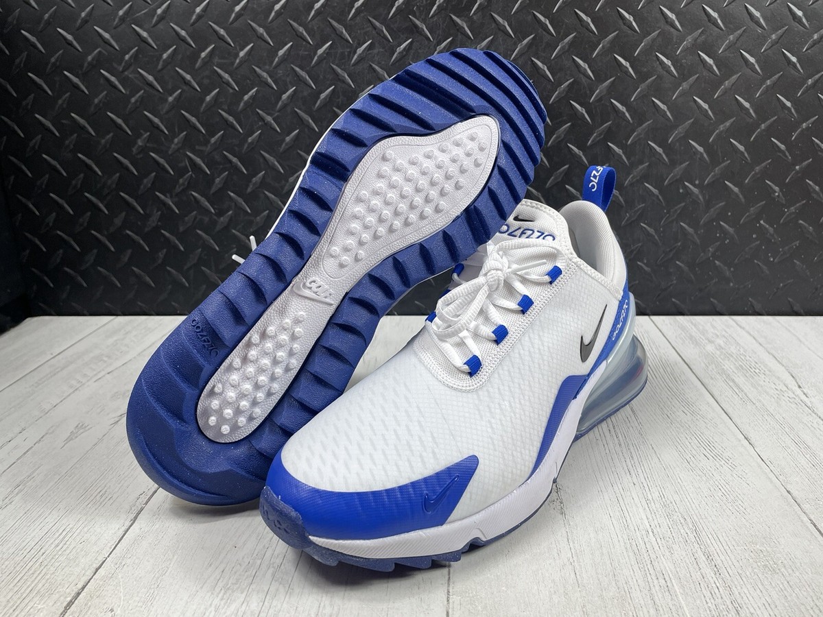 Men's Nike Air Max 270 Golf Shoes White Blue Comfort CK6483-106