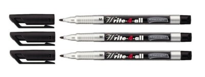 3 x STABILO Permanent Marker Filzstift Write-4-all, M 1mm lichtbeständig schwarz