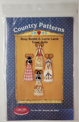 Rosy Rabbit & Lorrie Lamb Towel Dolls Ozark Crafts Country Patterns Pattern #413