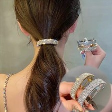 Women's Crystal Rhinestone Bridal Hair Clips Claw Clamp Hairpin Ponytail Holder