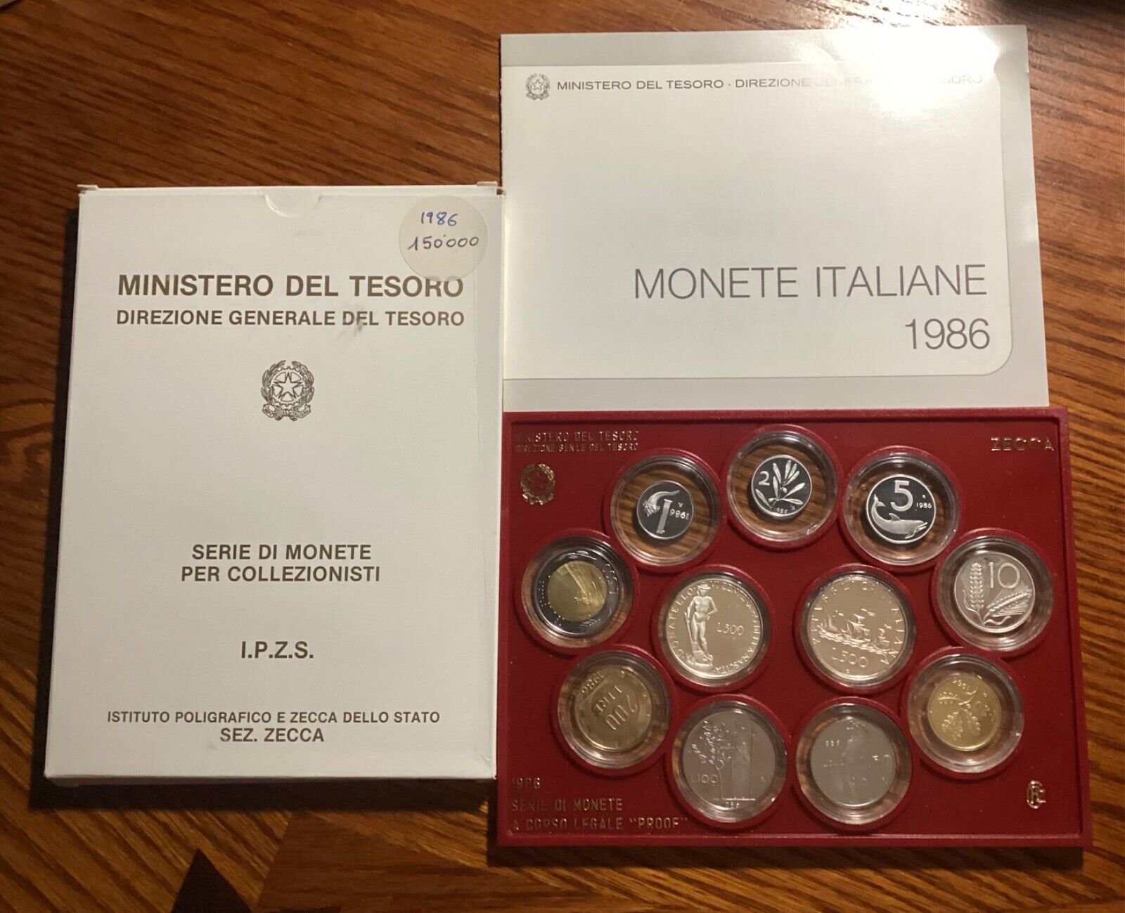 Italy 1986 Proof Coins Set (With Donatello 500 Lire& Italy Goddess Silver Coins)